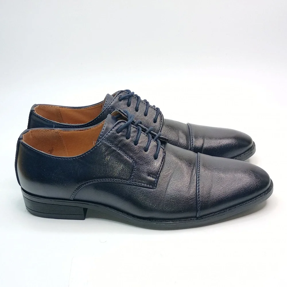 Alain Dupetit Powder‎ 01 Oxford Men Size 8 Navy Blue Cap Toe Dress Shoes